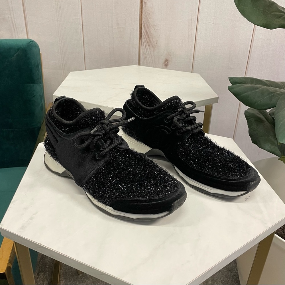 CHANEL 2018 Metallic Knit Sock Sneaker